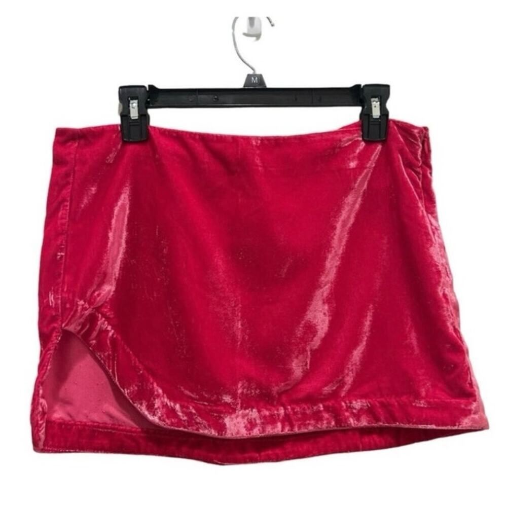 Free People NWT Hot Pink Fuchsia Velvet Mini Skirt Birthday Girl Y2K Barbiecore - Picture 8 of 12